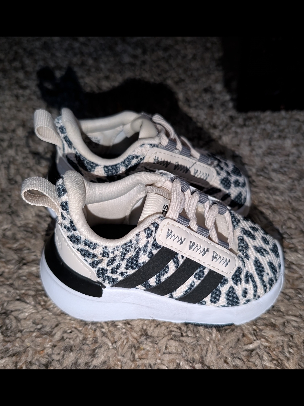 adidas Kids Beige & Black Leopard-Print Sneakers